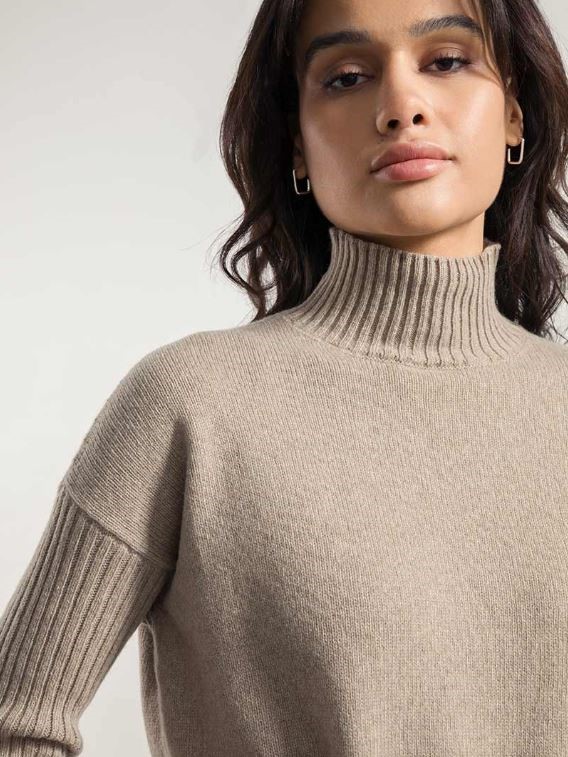 Maglione cashmere rigenerato donna Erminia Beige