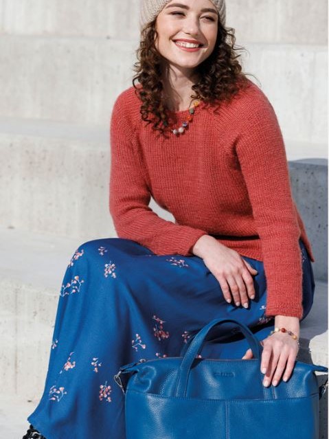 Maglione in lana Rosso corallo fatto a mano Gemma