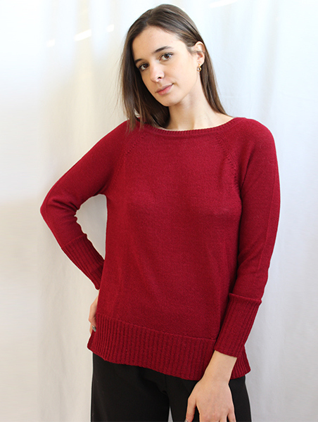 Maglia girocollo in alpaca color amaranto Linfa