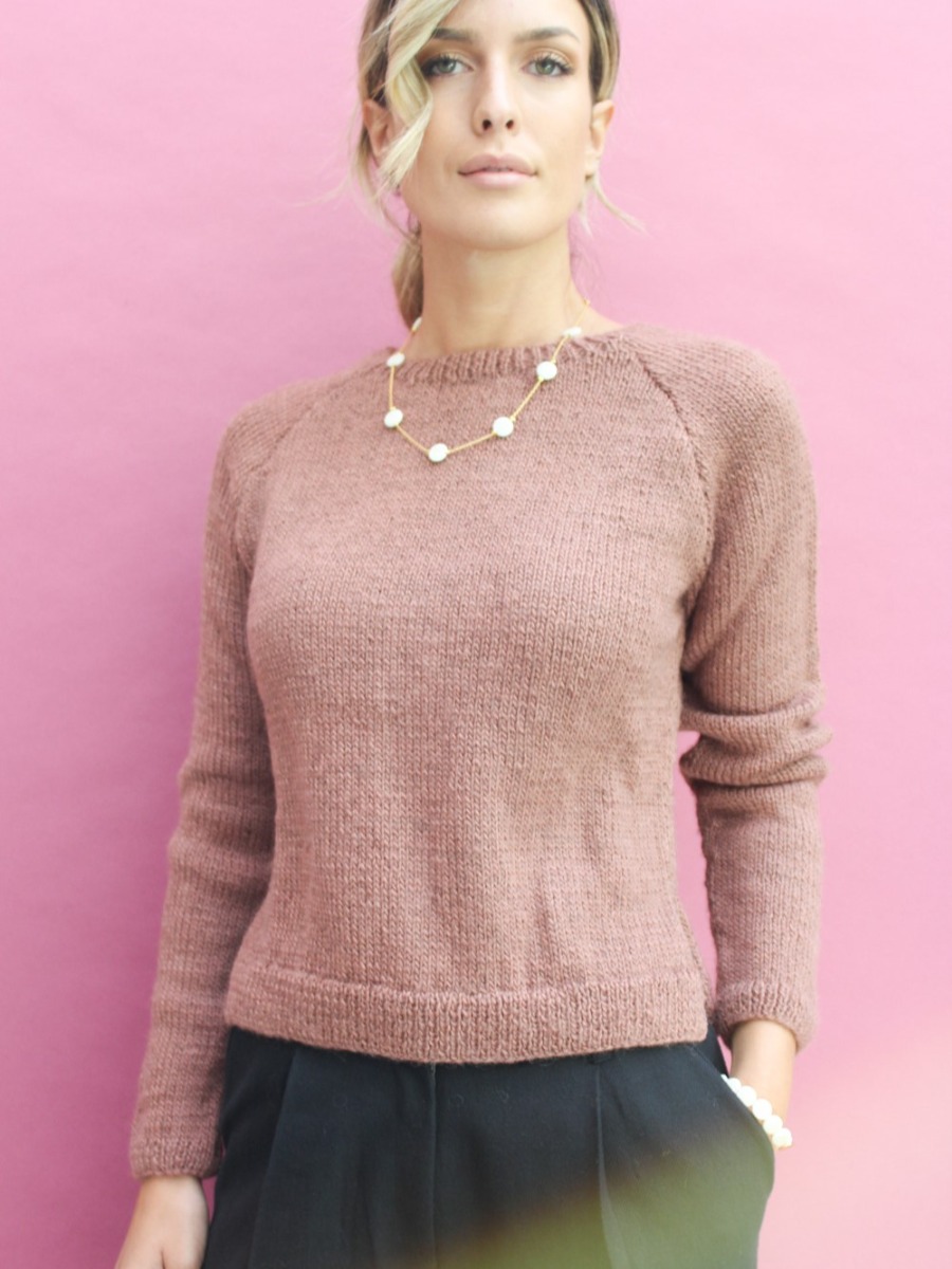 Maglione in lana fatto a mano Gemma Rosa malva