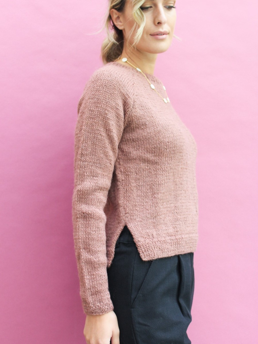 Maglione in lana fatto a mano Gemma Rosa malva