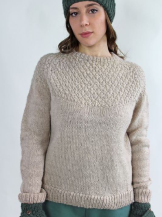 Maglione in lana Beige fatto a mano Diamond