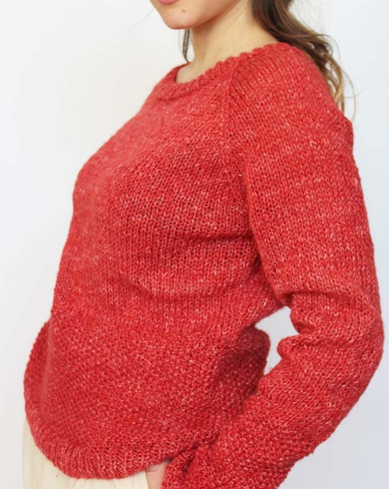 Maglione in lana Bardana Rosso ibisco - OnEarth