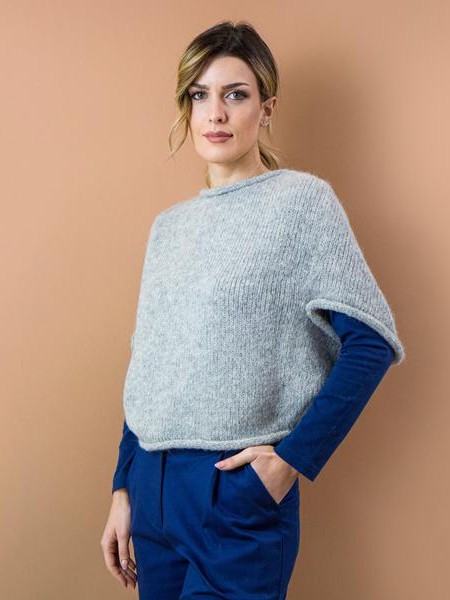 Maglia poncho Anice in baby alpaca Grigio pomice On Earth
