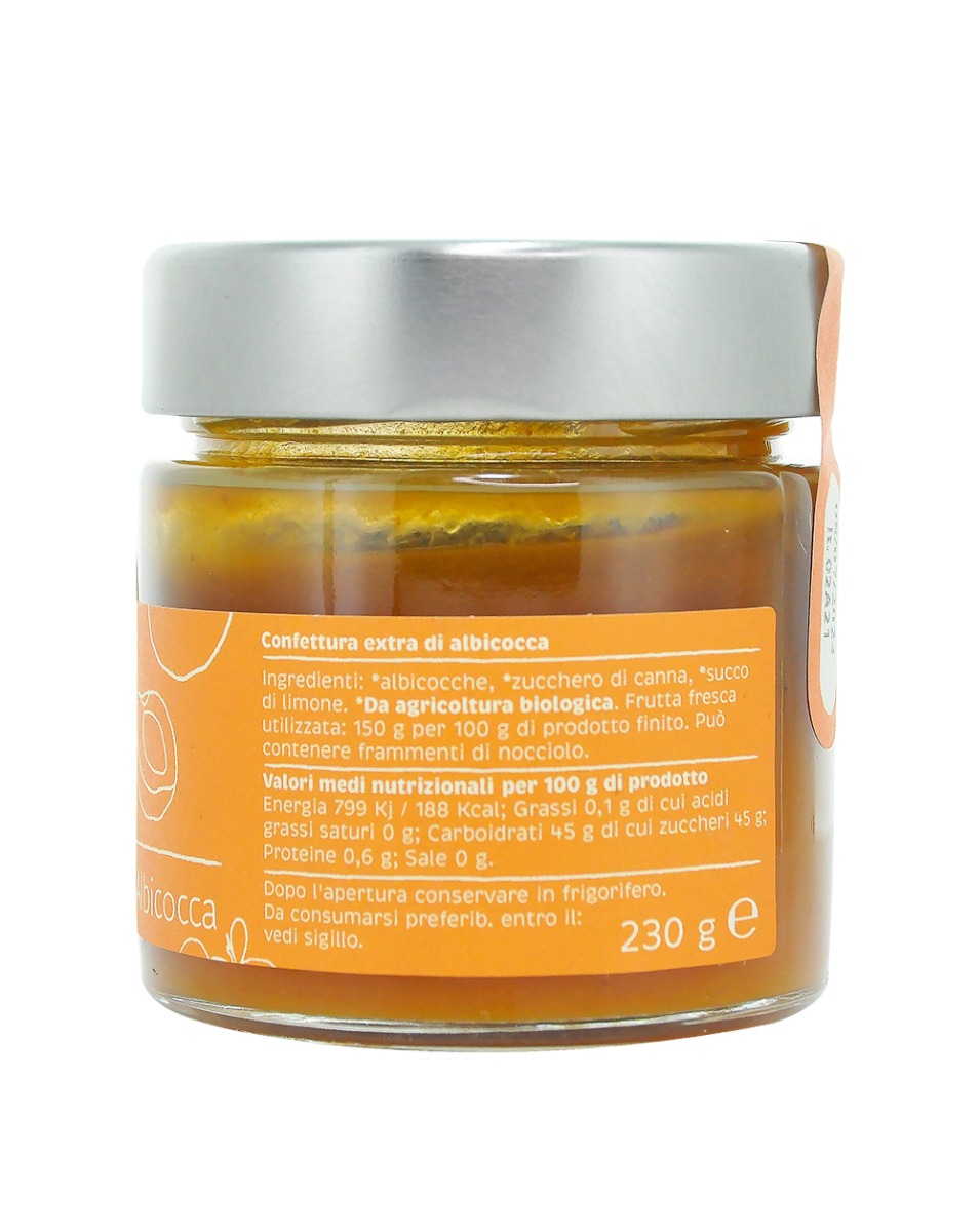 Marmellata di albicocche, confettura extra Biologica La Madre Terra in vasetto di vetro