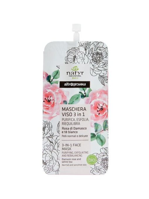Maschera viso - 3 in 1 - rosa di damasco e tè bianco