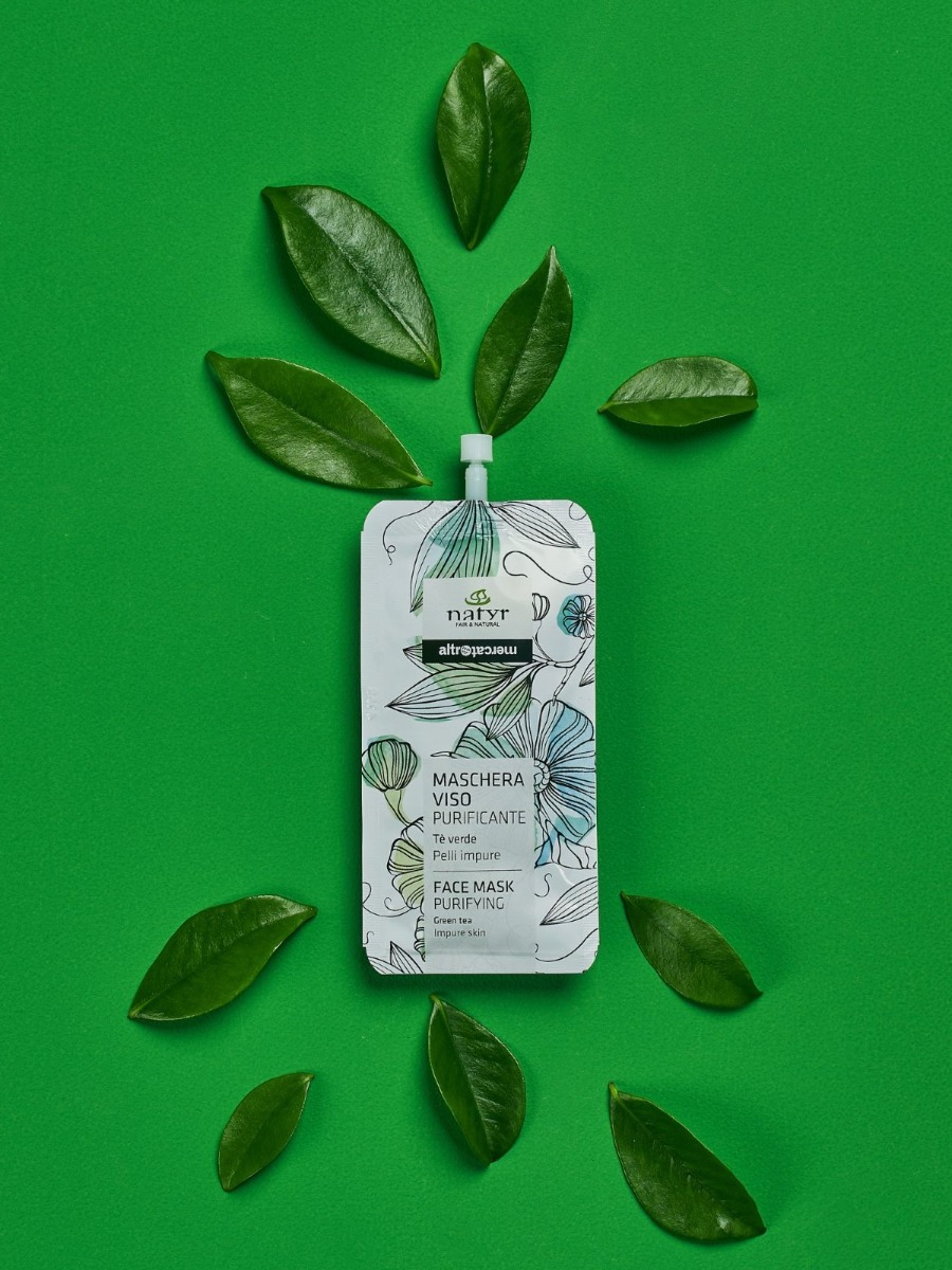 Maschera viso purificante, pori dilatati al Tè Verde Natyr