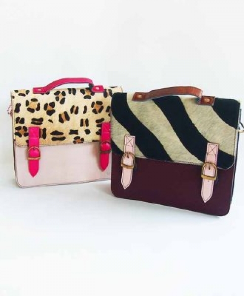 Borsa rettangolare con pattina e doppia fibbia SORUKA - Messenger stampa-pelo