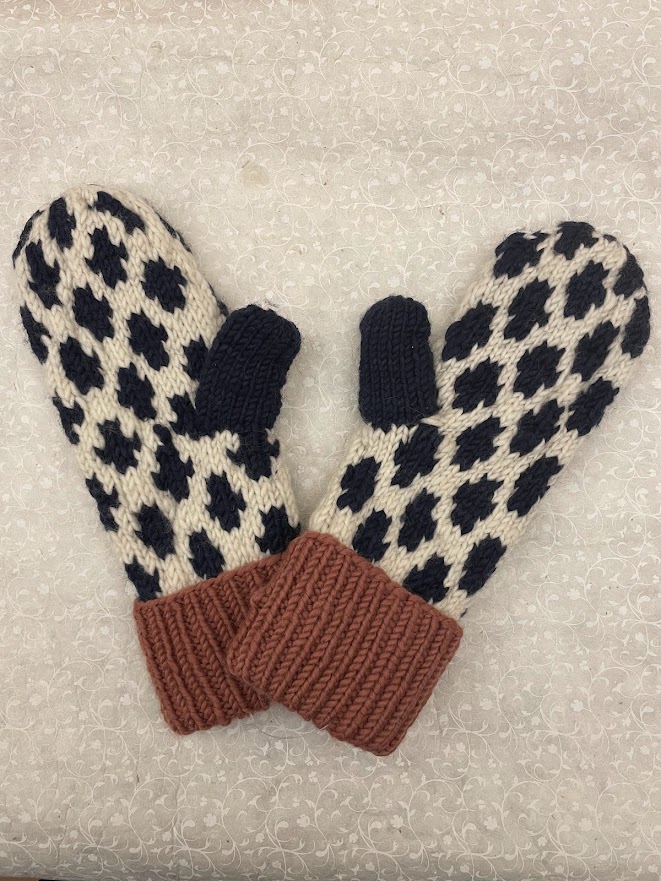Moffole Bobble Bianco e blu in lana merinos