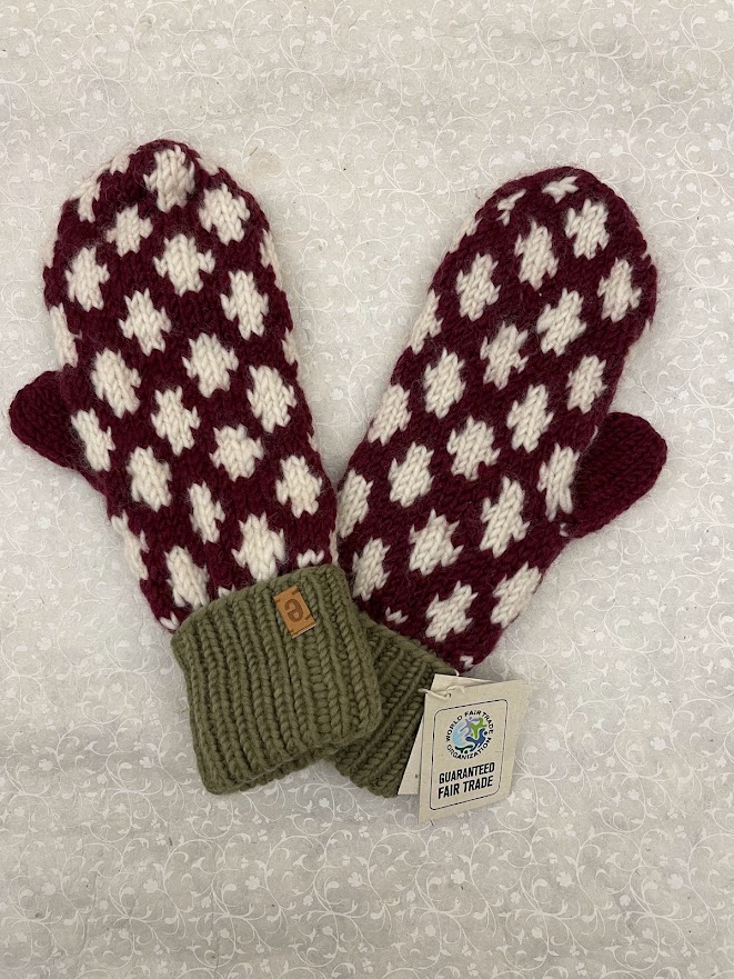 Berretto Bobble Bordeaux e blu in lana merinos
