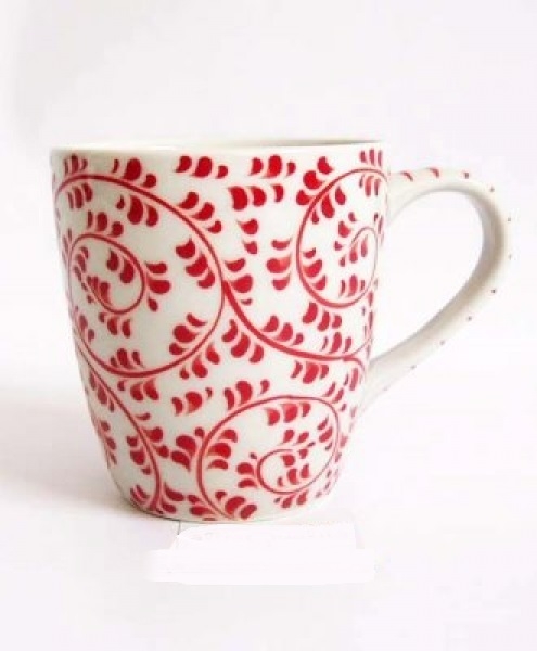 Tazza mug Red Leaves in ceramica vetrificata all'interno