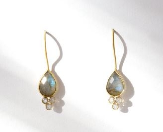 Orecchini a goccia con labradorite placcati oro - Mandum