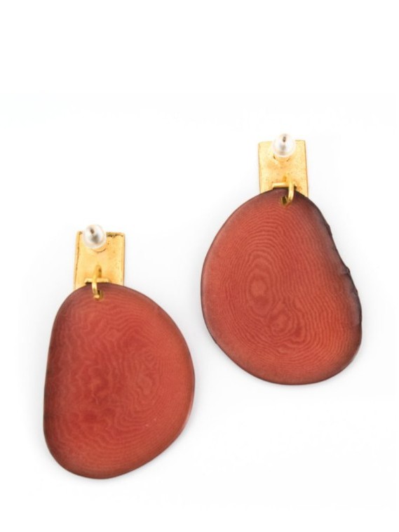 Orecchini disco di tagua Rosso