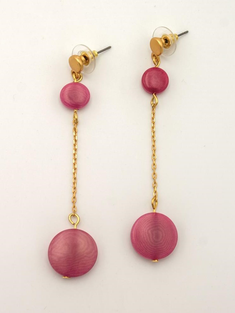 Orecchini dorati con perla di tagua Fucsia Jazmin