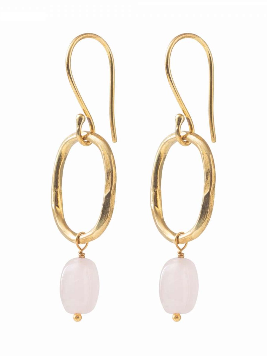 Orecchini dorati Graceful con Quarzo rosa.