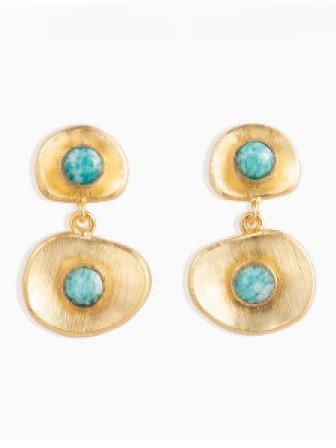 Orecchini dorati nuvole con Amazonite
