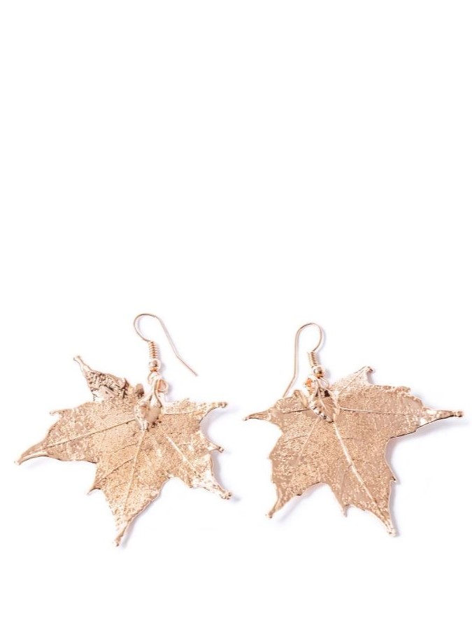 Orecchini foglia Acero canadese oro rosa