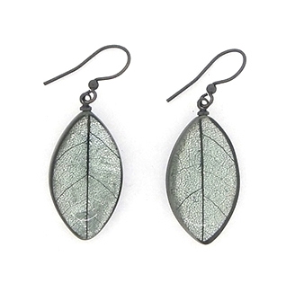 Orecchini pendenti con foglia di mango Blu acquagreen - Culture Mix