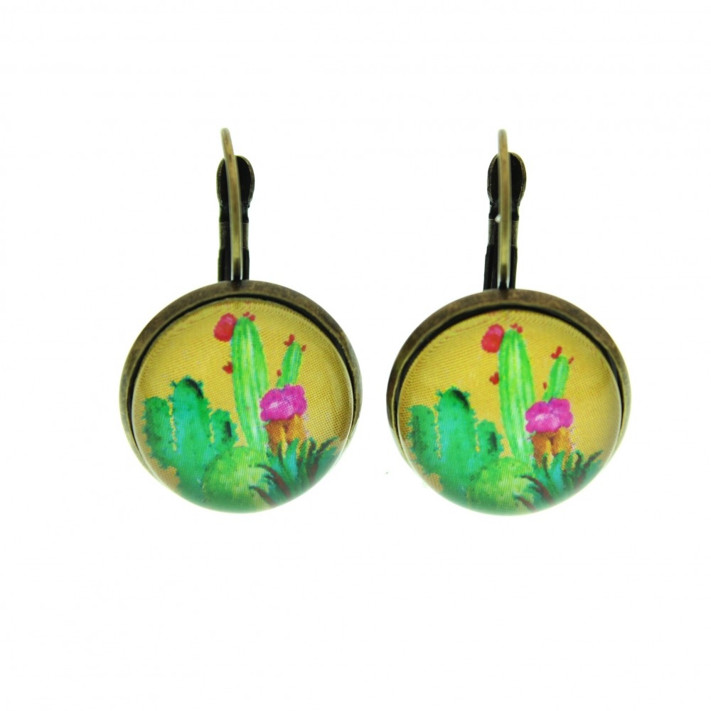 Orecchini grandi metallo anticato in verde Cactus - Soul Scope
