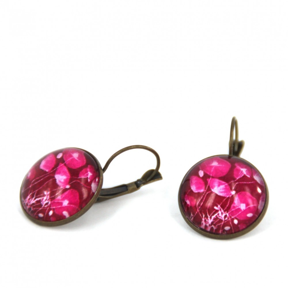 Orecchini grandi metallo anticato Papaveri Fucsia - Soul Scope