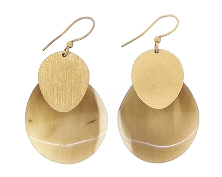 Orecchini in alluminio satinato Oro e corno naturale