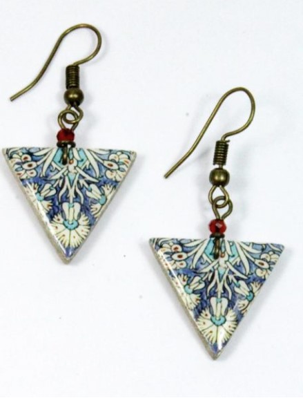 Orecchini in ceramica a Triangolo maioliche Azzurro grigio Aminè