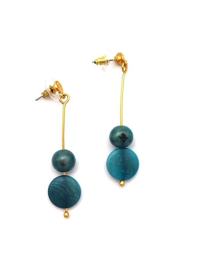 Orecchini dorati con perla di tagua Turchesi Saturno