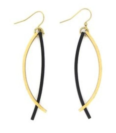 Orecchini lunghi design stilizzato oro e nero - Culture Mix