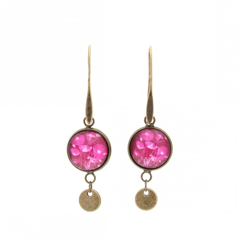 Orecchini lunghi piccoli metallo anticato Papaveri Fucsia - Soul Scope