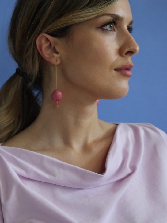 Orecchini lunghi perla di Chicon Consuelo rosa