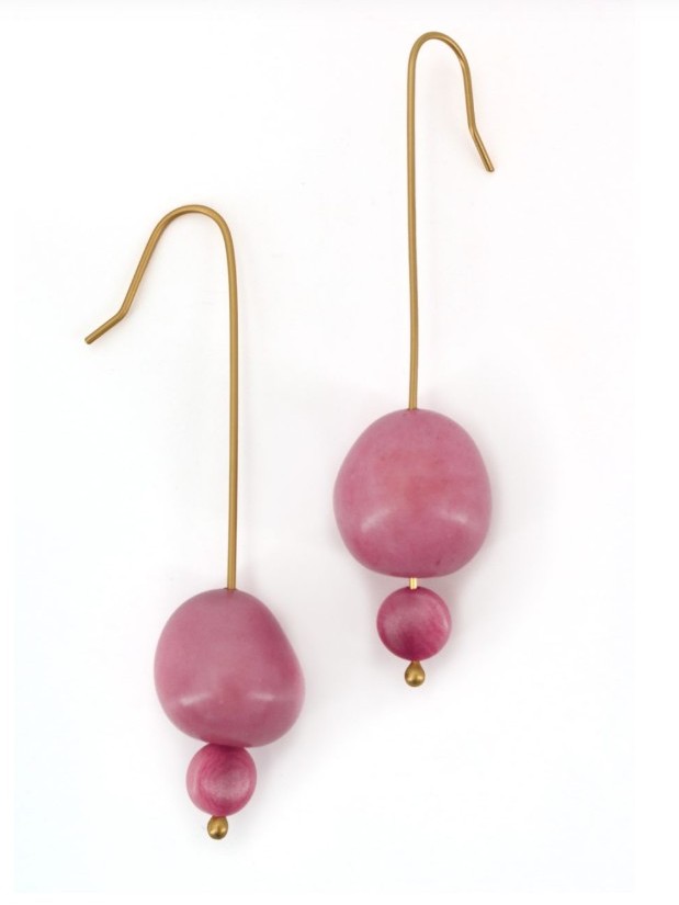 Orecchini lunghi perla di Chicon Consuelo rosa