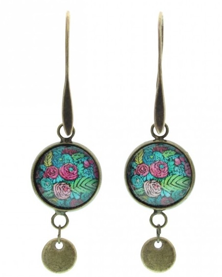 Orecchini lunghi piccoli metallo anticato con Spring pattern - Soul Scope