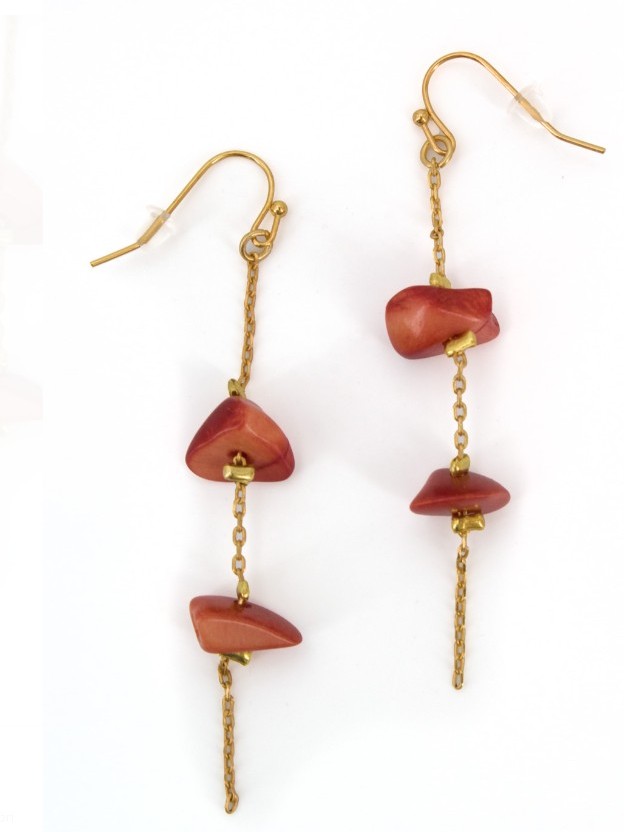 Orecchini pendenti lunghi di tagua Rosso CAPUCHINA