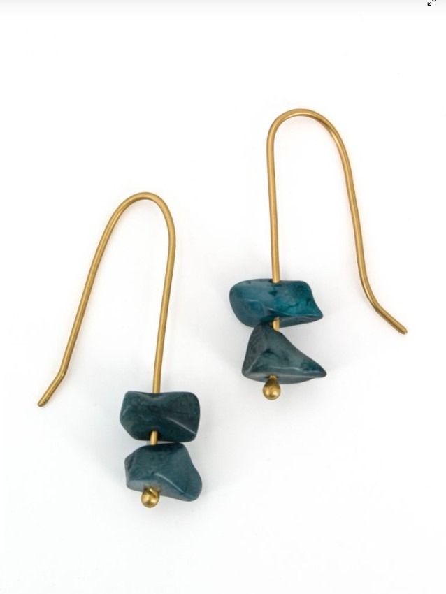 Orecchini lunghi dorati con petali di tagua Girasole