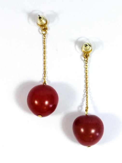 Orecchini con perla vegetale di chicon Neptuno Rossi. Equosolidale.