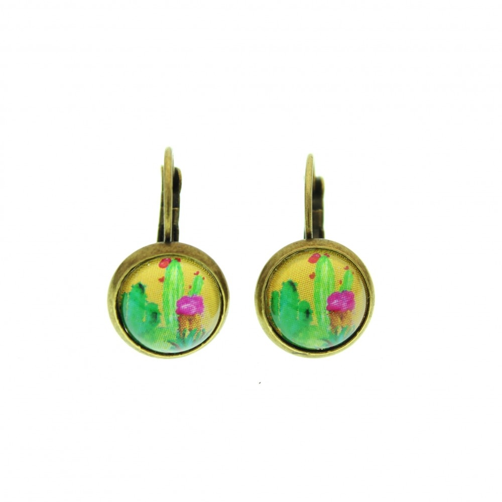 Orecchini piccoli metallo anticato in verde Cactus - Soul Scope