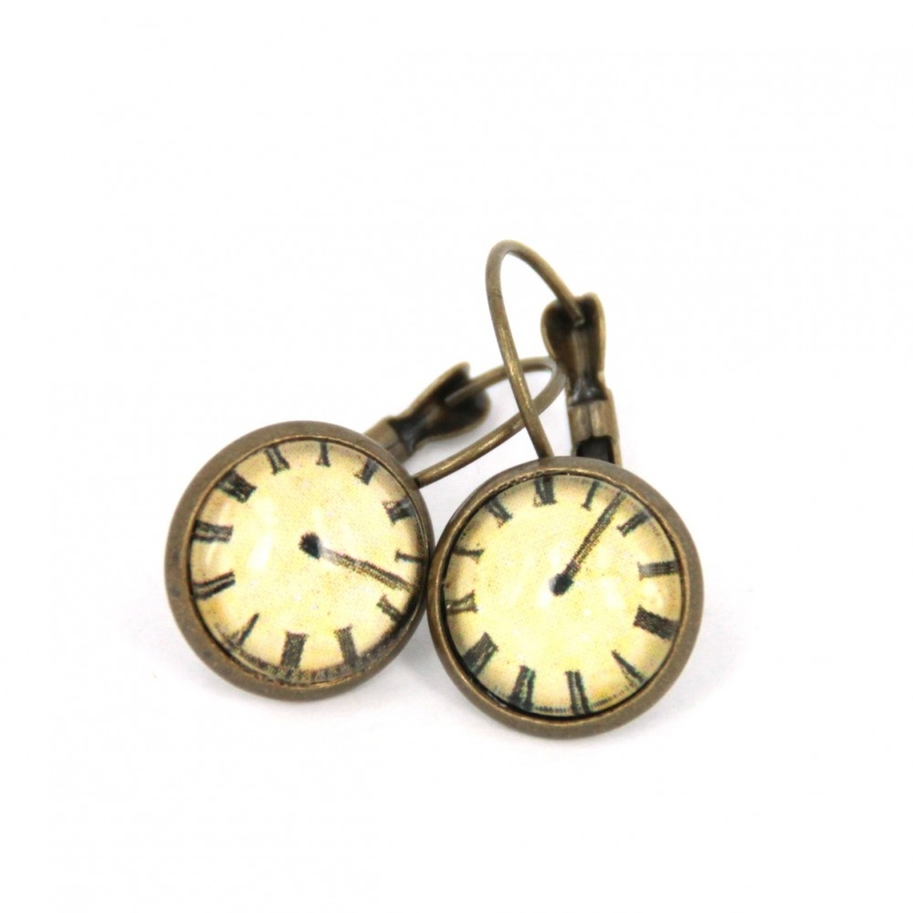 Orecchini piccoli metallo anticato in avorio Orologio - Soul Scope