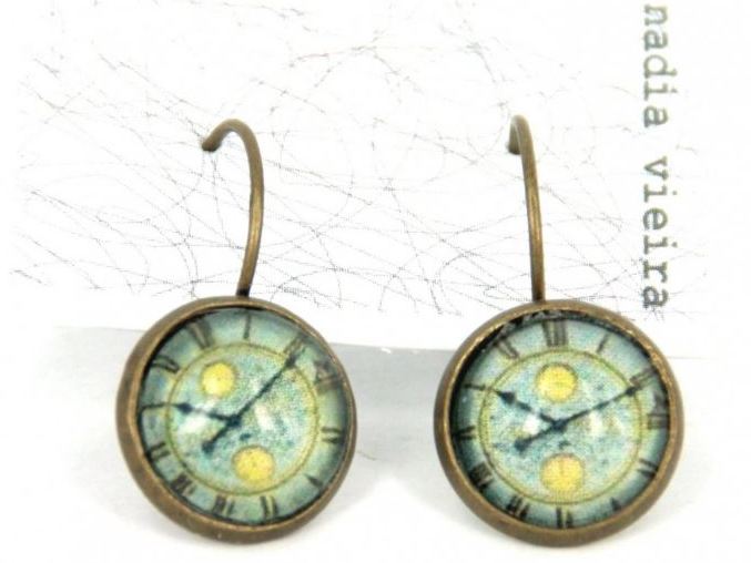 Orecchini piccoli metallo anticato Orologio antico - Soul Scope