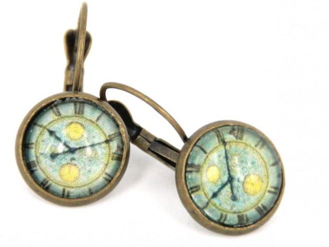 Orecchini piccoli metallo anticato Orologio antico - Soul Scope