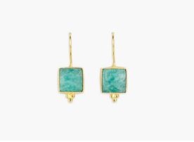 Orecchini quadrati con amazzonite placcati oro - Mandum