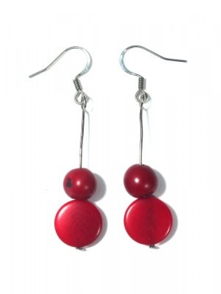 Orecchini lunghi in tagua Time Rossi