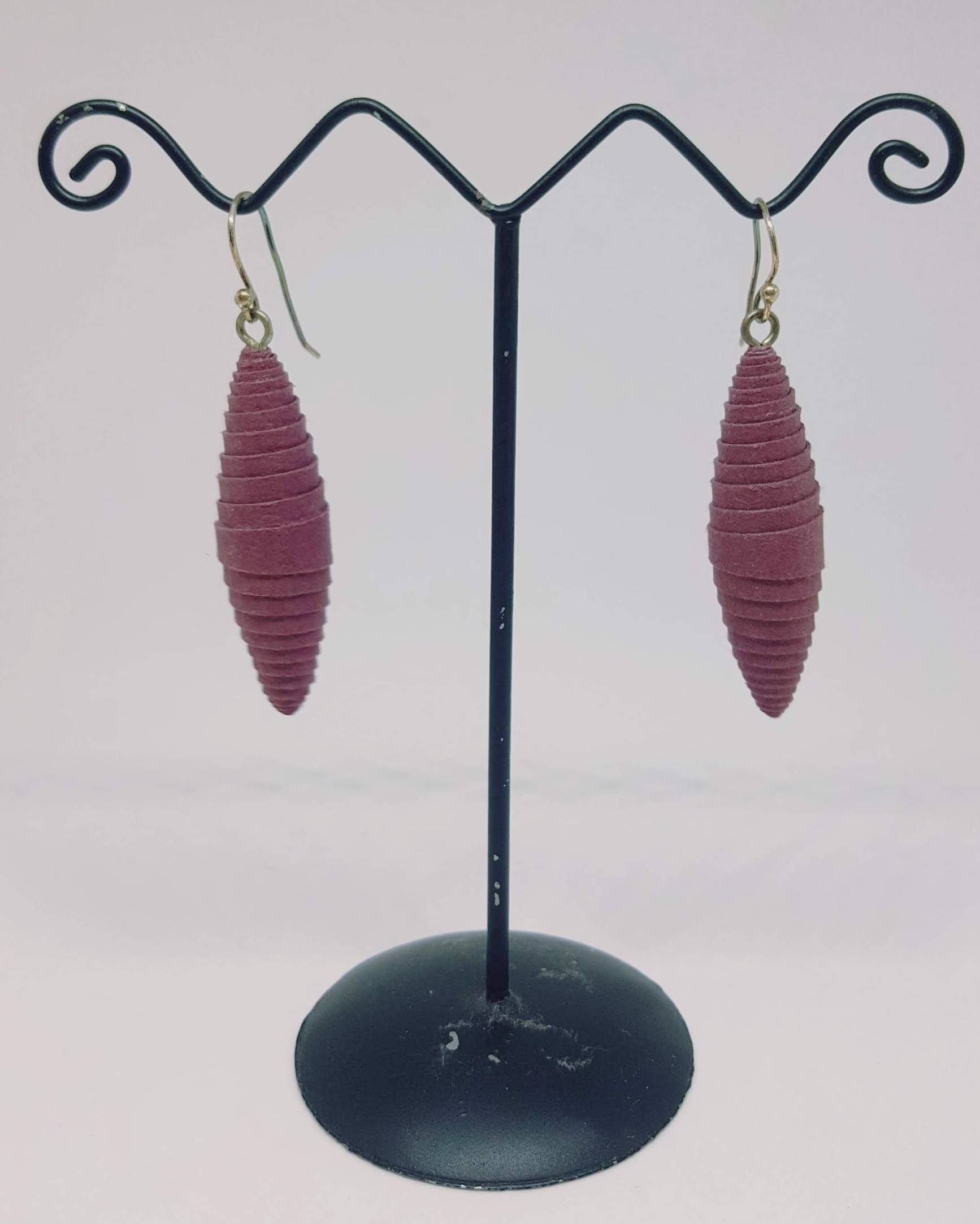 Orecchini LONG in carta di cotone e gancio in argento BORDEAUX - Nicitta