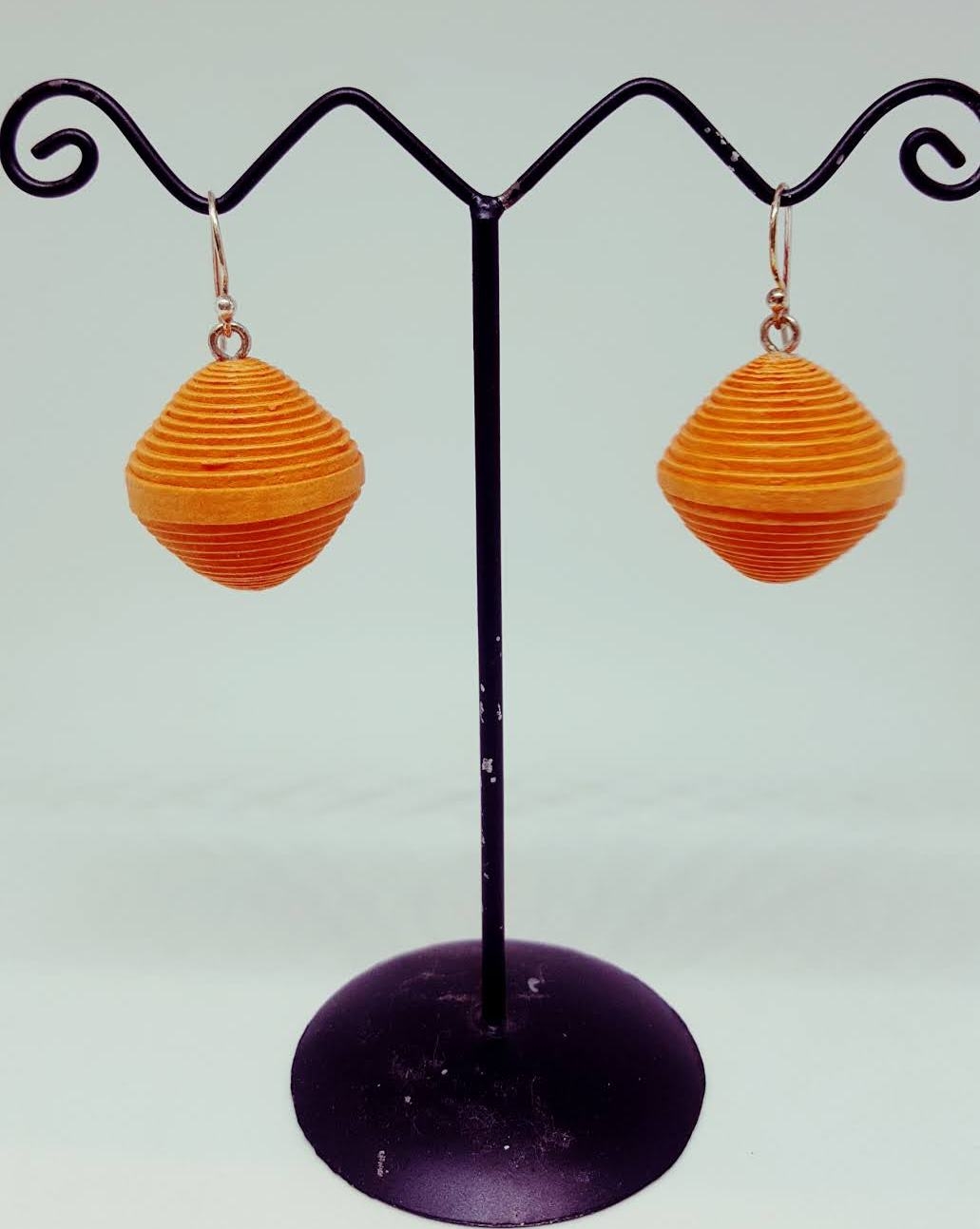 Orecchini PEARL in carta di cotone e gancio in argento ARANCIO - Nicitta