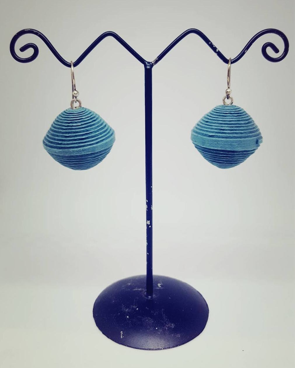 Orecchini PEARL in carta di cotone e gancio in argento CELESTE - Nicitta