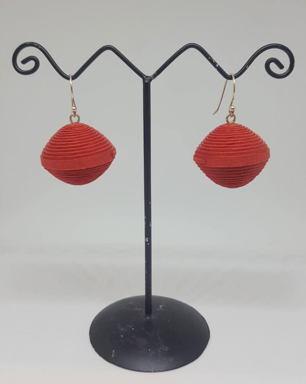 Orecchini PEARL in carta di cotone e gancio in argento ROSSO - Nicitta