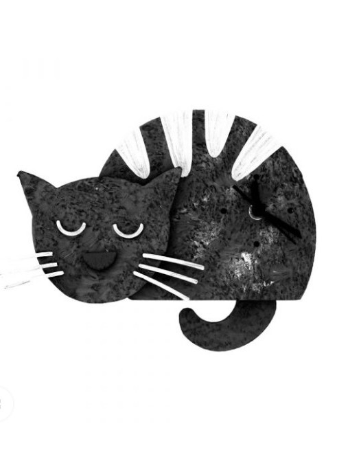 Orologio da parete con pendolo GATTO NERO, la coda dondola