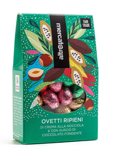 Ovetti di pasqua alla nocciola ricoperti di cioccolato fondente