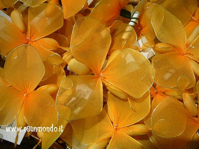 Bomboniera con taanti fiori orchieda arancione