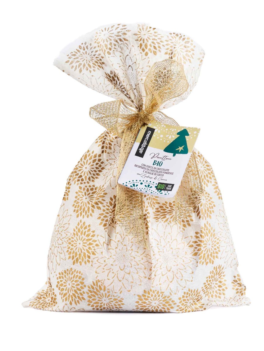 Panettone Bio ricoperto con cioccolato fondente e scaglie di cocco Altromercato