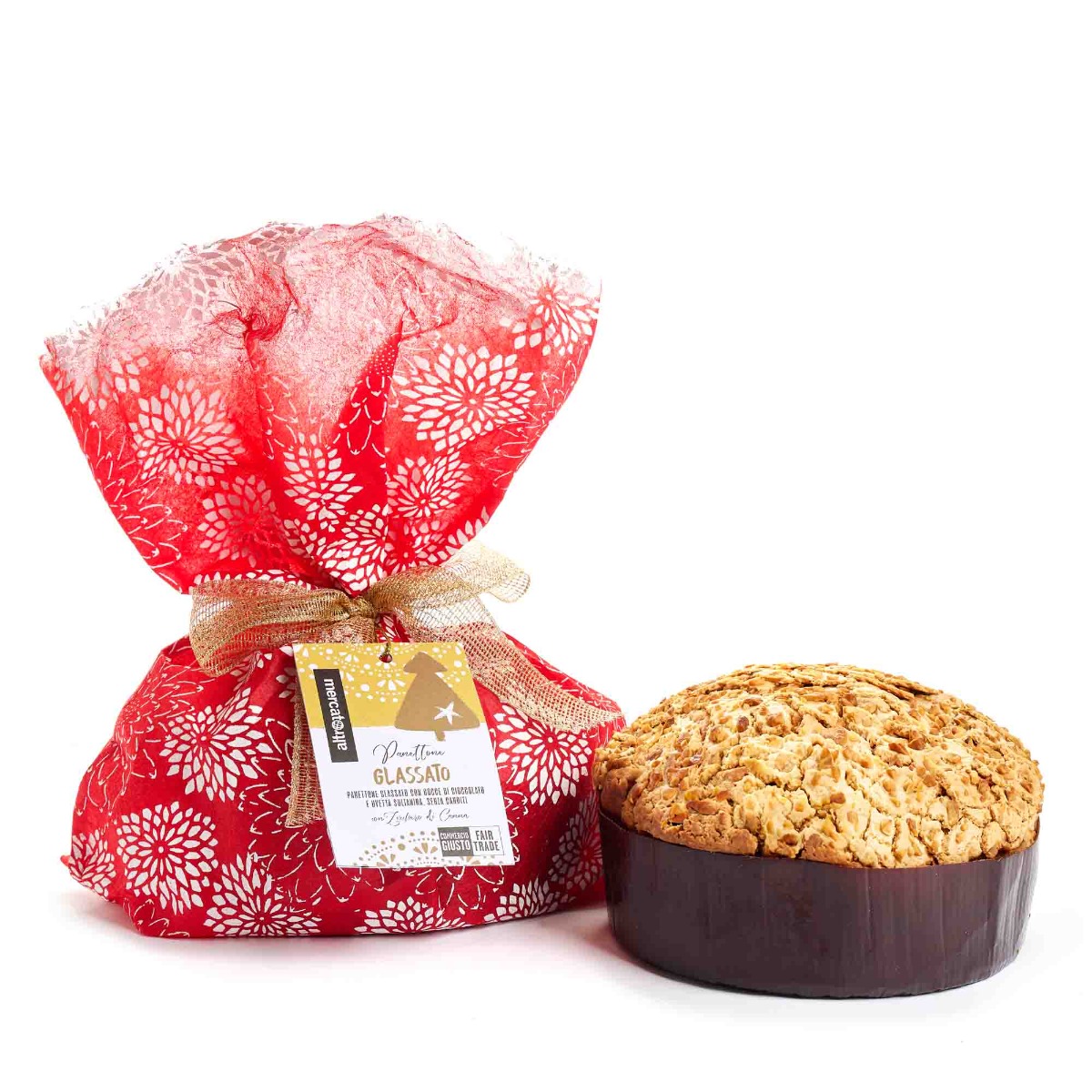 Panettone glassato con cioccolato e uvetta Altromercato